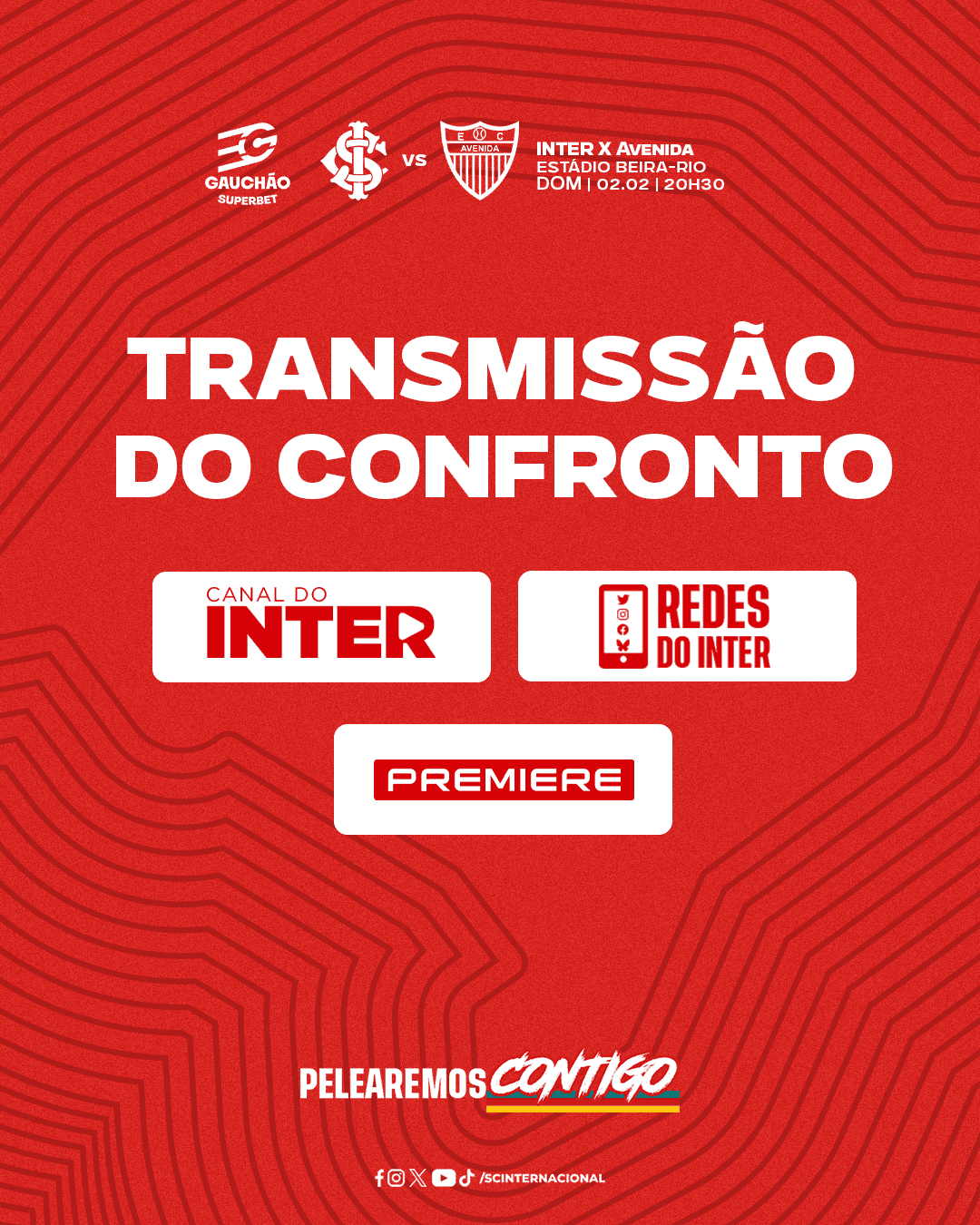 Canal do Inter e Premiere transmitem duelo contra o Avenida